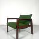 Mid-Century Armchair, Green Fabric & Wood, Italy, 1960