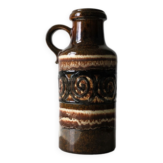 Vase à anse Scheurich ancien, de grande taille, décoratif, mélange de couleurs et de motifs