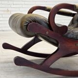 1950s, Chesterfield rocking chair, furniture leather, teak wood.