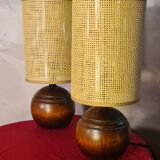 Pair of solid wood ball lamps, Scandinavian style bedside lamps, 33x14