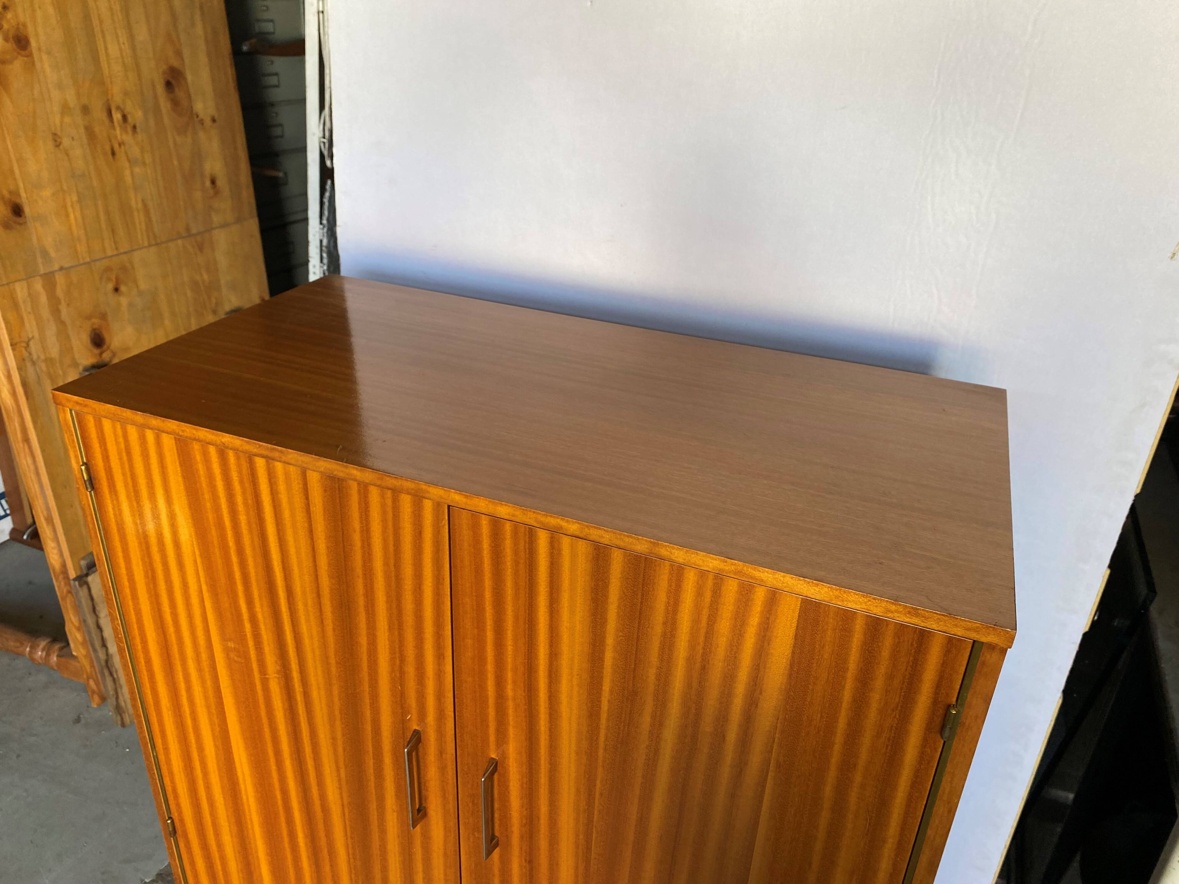 High cabinet with 2 doors in teak and vintage veneer from the 60s