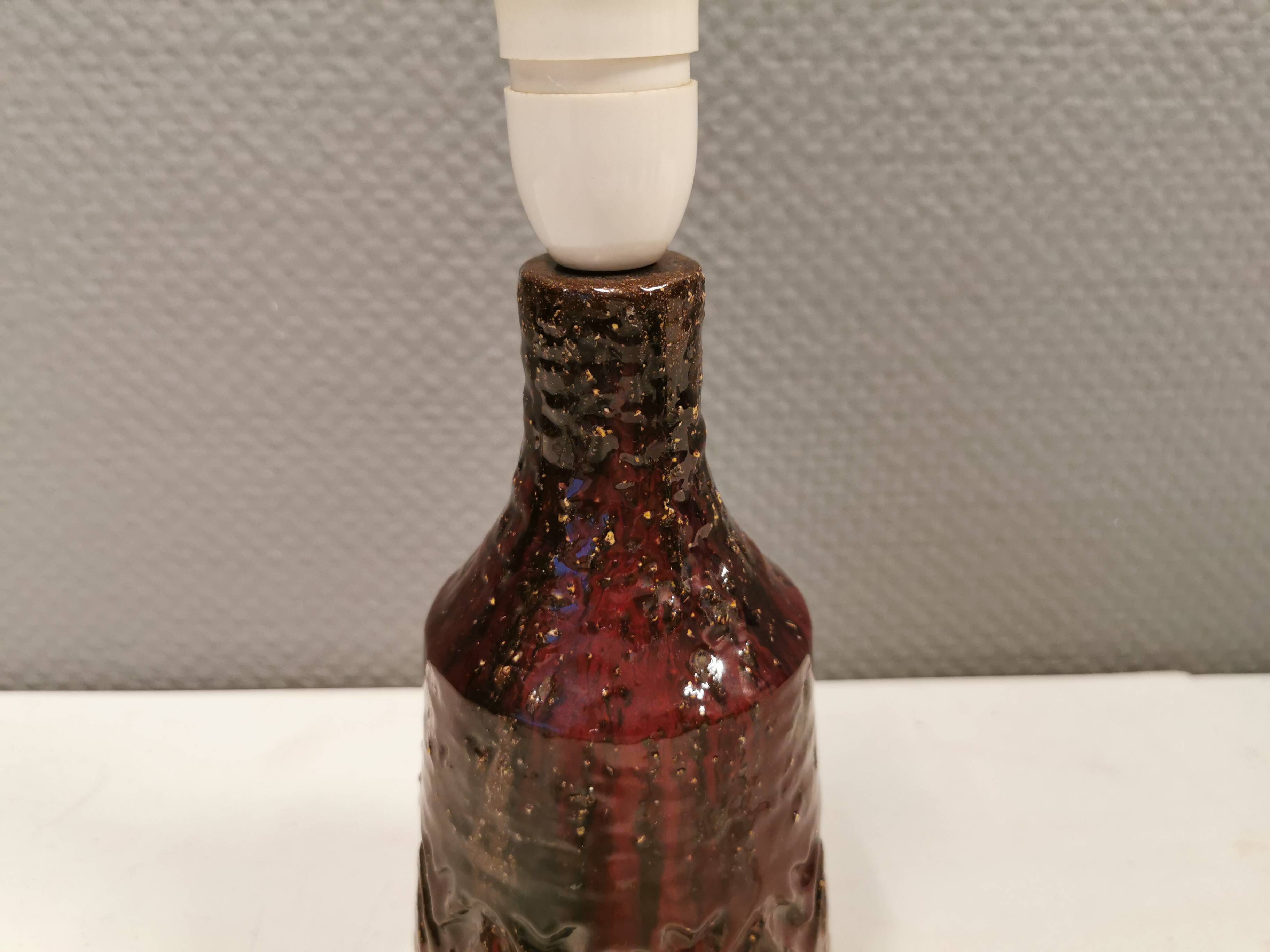 Ceramic table lamp in beautiful glaze, Danish and estimated from the 1970s.