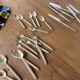 Set of silver-plated graphic cutlery for 6 people.