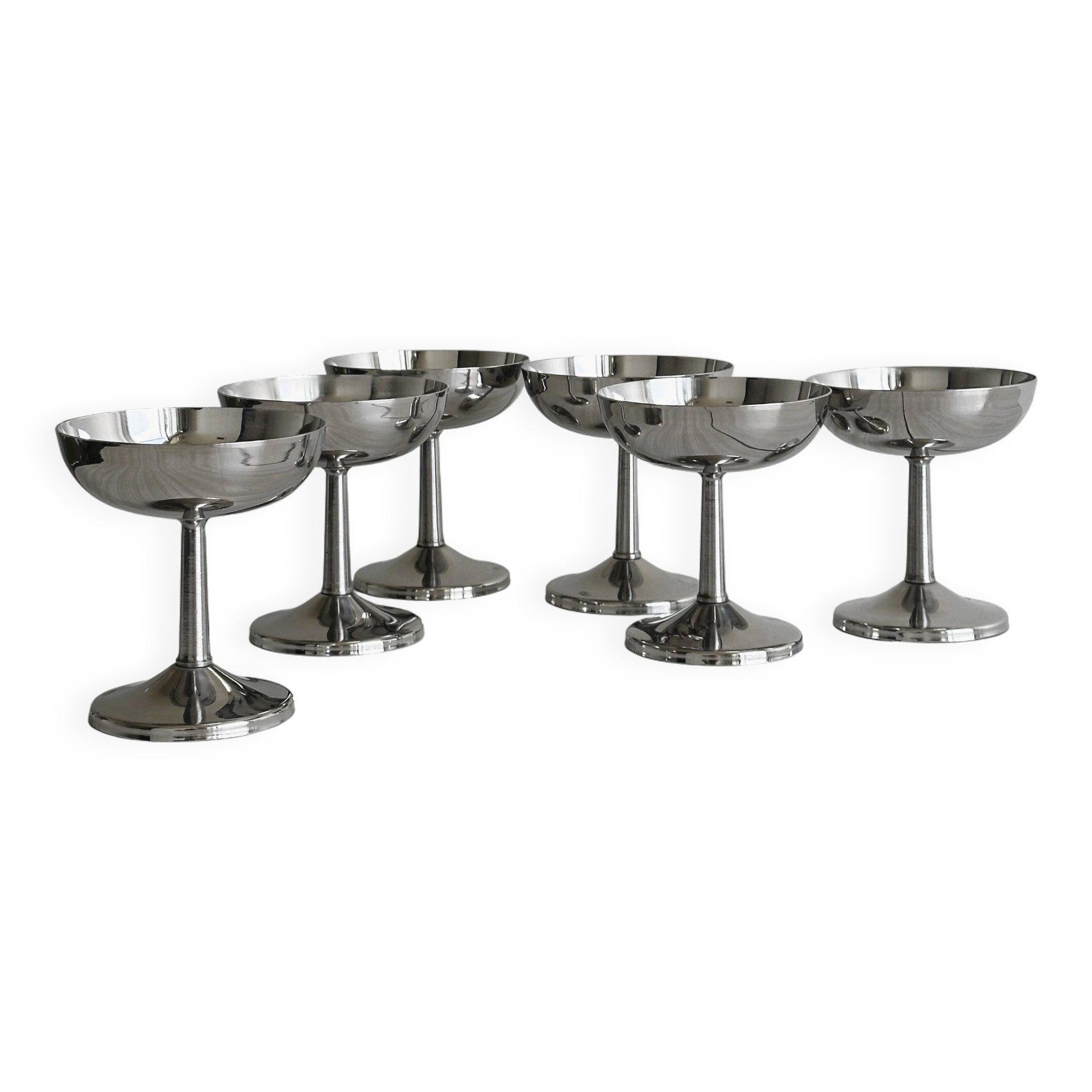 6 stainless steel footed bowls, Letang Remy style