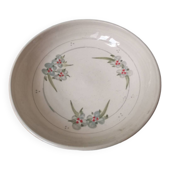 Assiette creuse vintage fait main motif fleurs signée