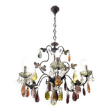 Bronze multicolored Crystal chandelier 1950’s