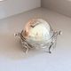 Antique English Silver-Plated Roll-Top Caviar Dish with Ram’s-Head Decoration