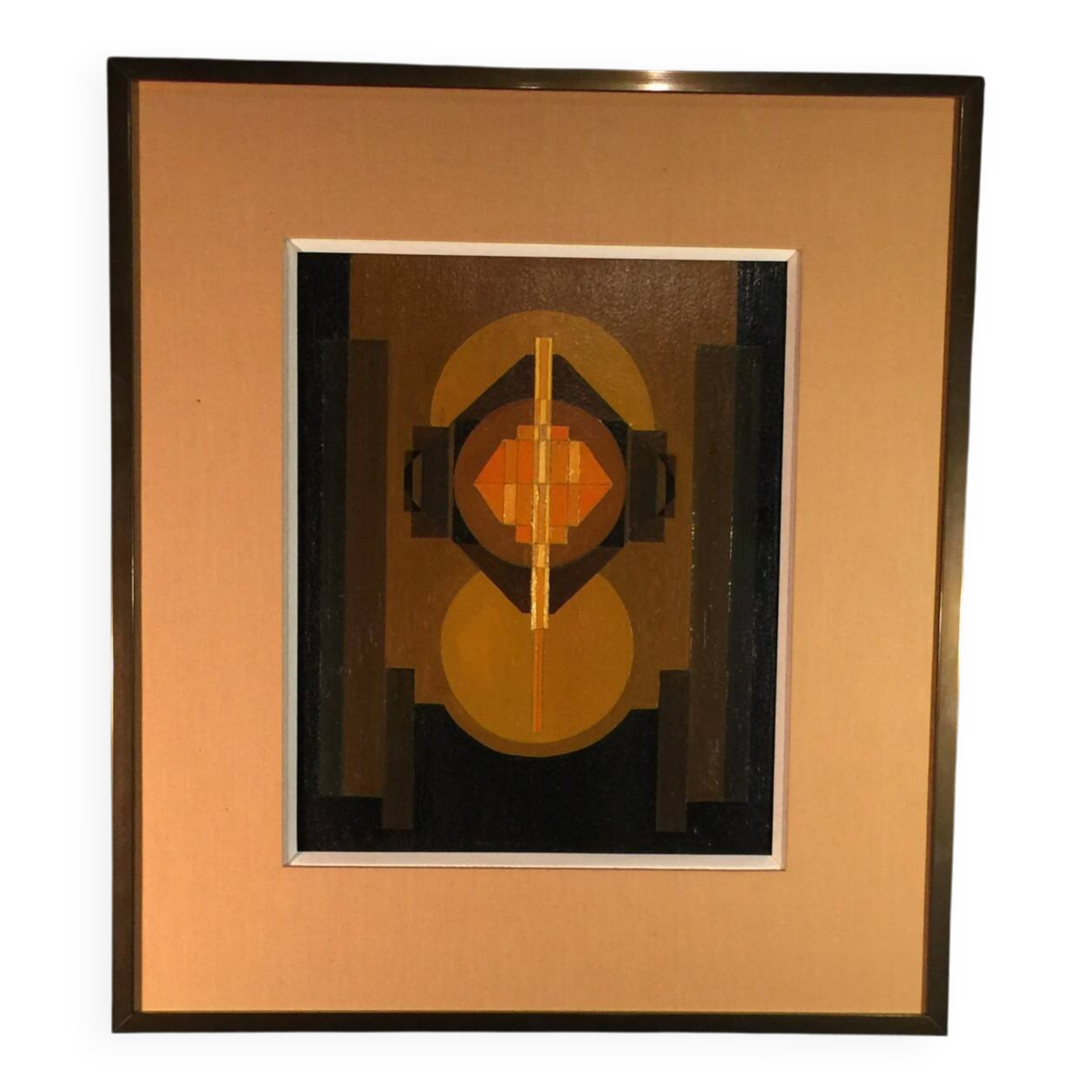 Oil on panel, Jean Boquet "Geometric Abstraction", c. 1945