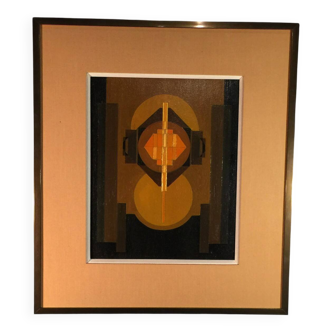 Oil on panel, Jean Boquet "Geometric Abstraction", c. 1945