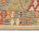 Multicolour Afghan Kilim Rug: Striped Contemporary Wool Flatweave 296x202cm