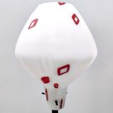 Floor Lamp with Vintage Encased Glass Shade with Red Geometrical Motifs, Italy