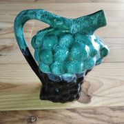 Vintage Vallauris jug in ceramic barbotine with grape decoration – 1950s