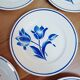 Lot de 8 assiettes plates Badonviller, Brétigny, fleurs bleues