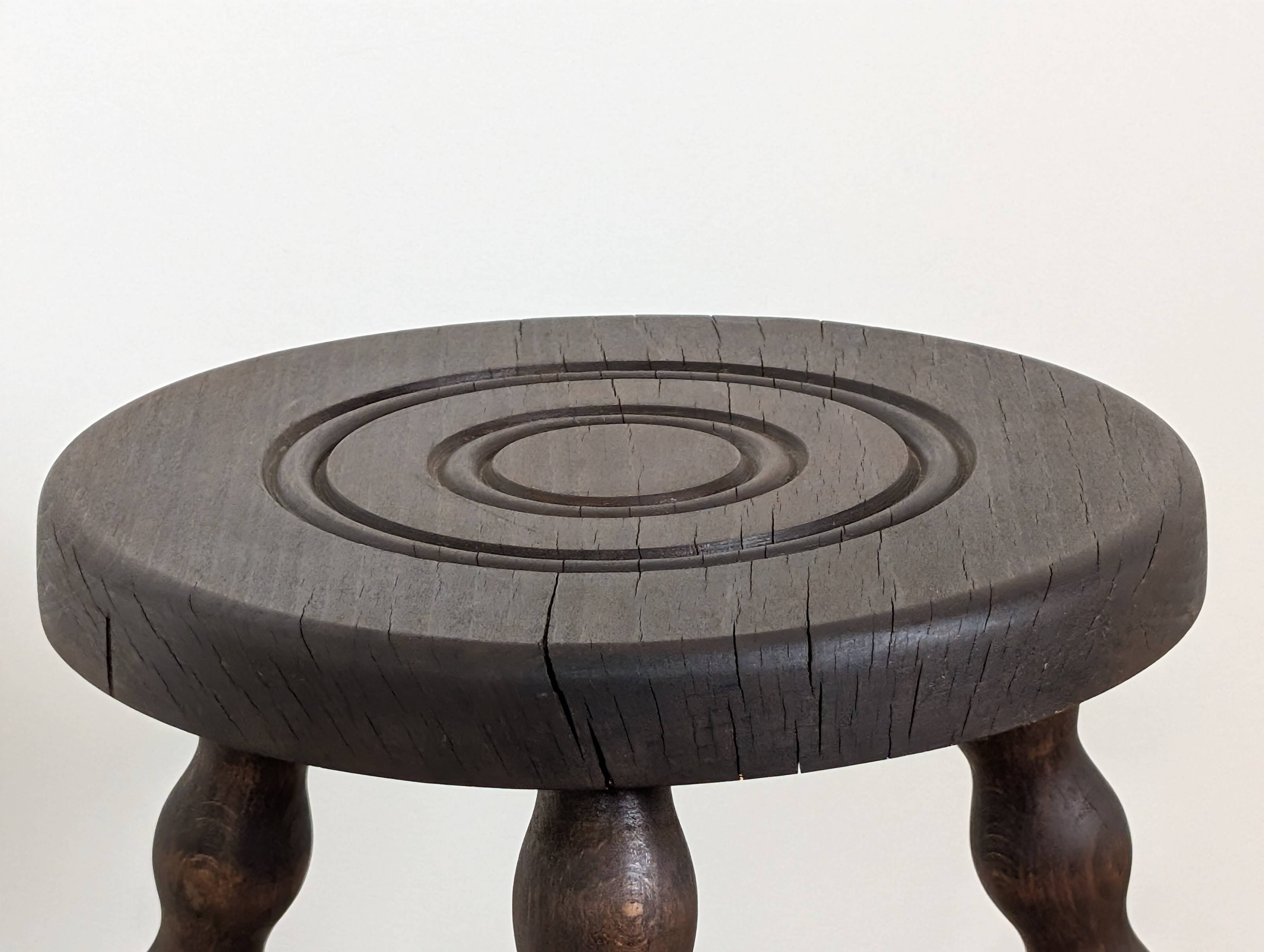 Tabouret/porte plante tripode bois tourné