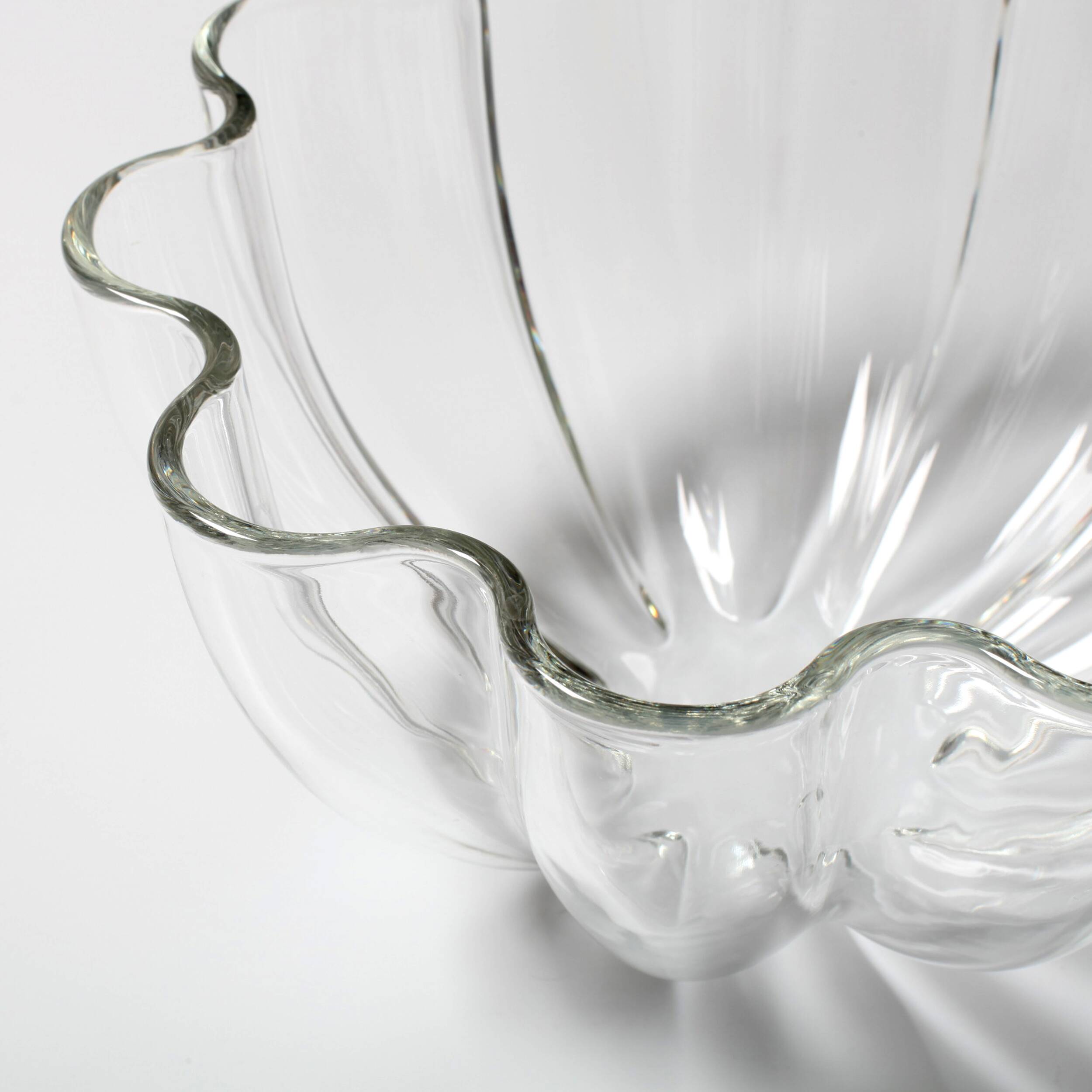 Villeroy and BVoch Large Crystal Salad Bowl: Scalloped Neptun Design, 2000s