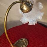 brass and bronze desk lamp superb tulip glass 1920 elec ok 35x25