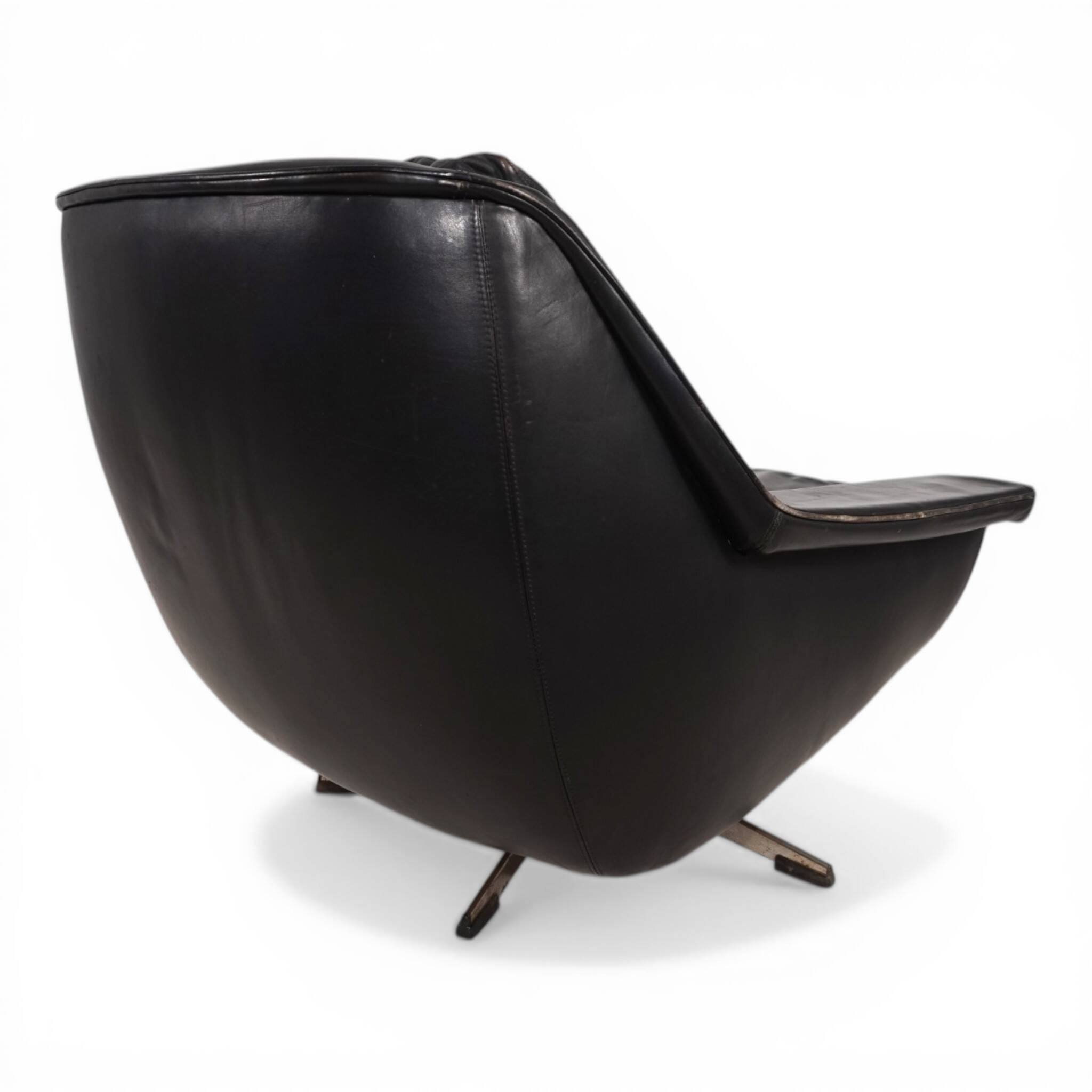 ESA 802 Black Leather Lounge Chair by Werner Langenfeld, 1970
