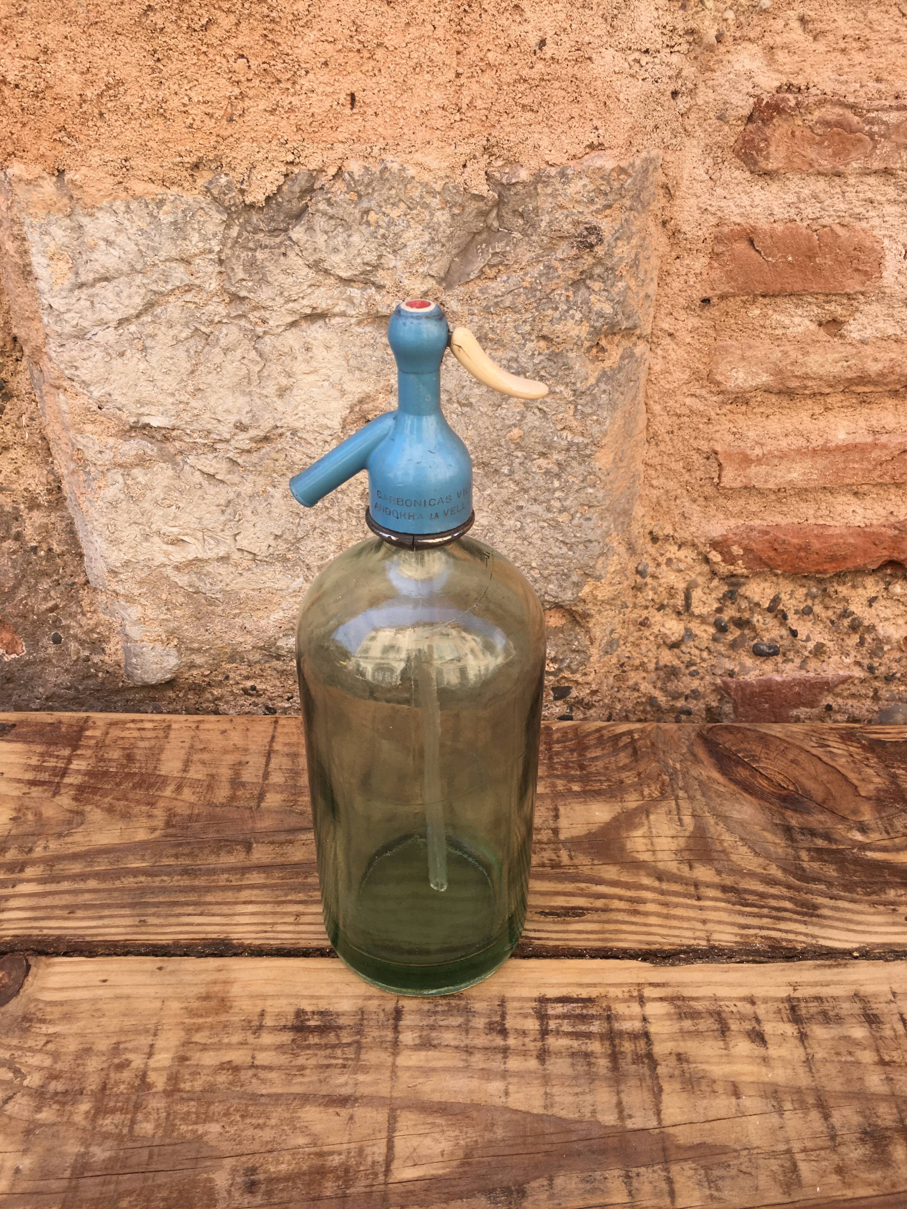 Siphon en verre bleu