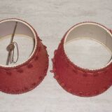 3 lampshades in jute and red braid + 1 vintage carcass
