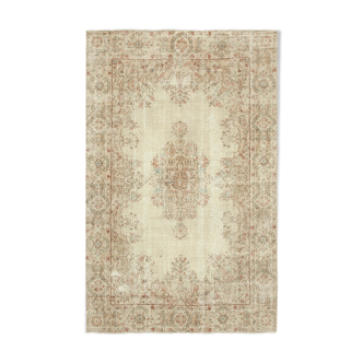 Tapis décoratif beige turc noué à la main 189 cm x 291 cm