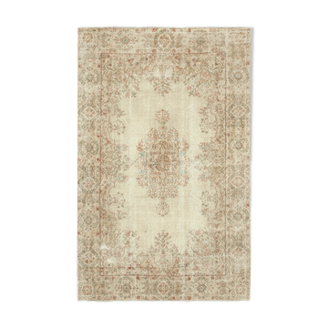 Hand-Knotted Decorative Turkish Beige Rug 189 cm x 291 cm