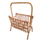 Vintage rattan wicker magazine rack