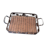 Wicker and wrought iron tray