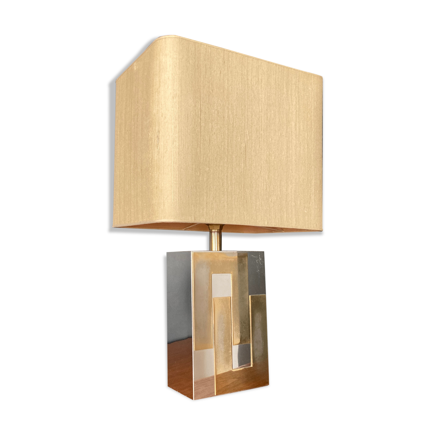 Table lamp Philippe Jean gold and chrome 1970
