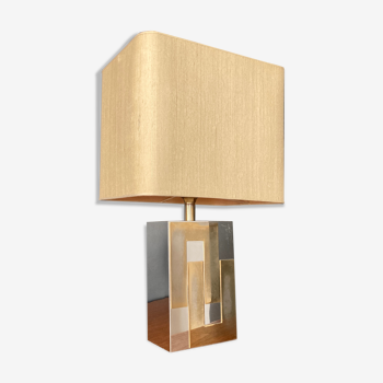 Table lamp Philippe Jean gold and chrome 1970