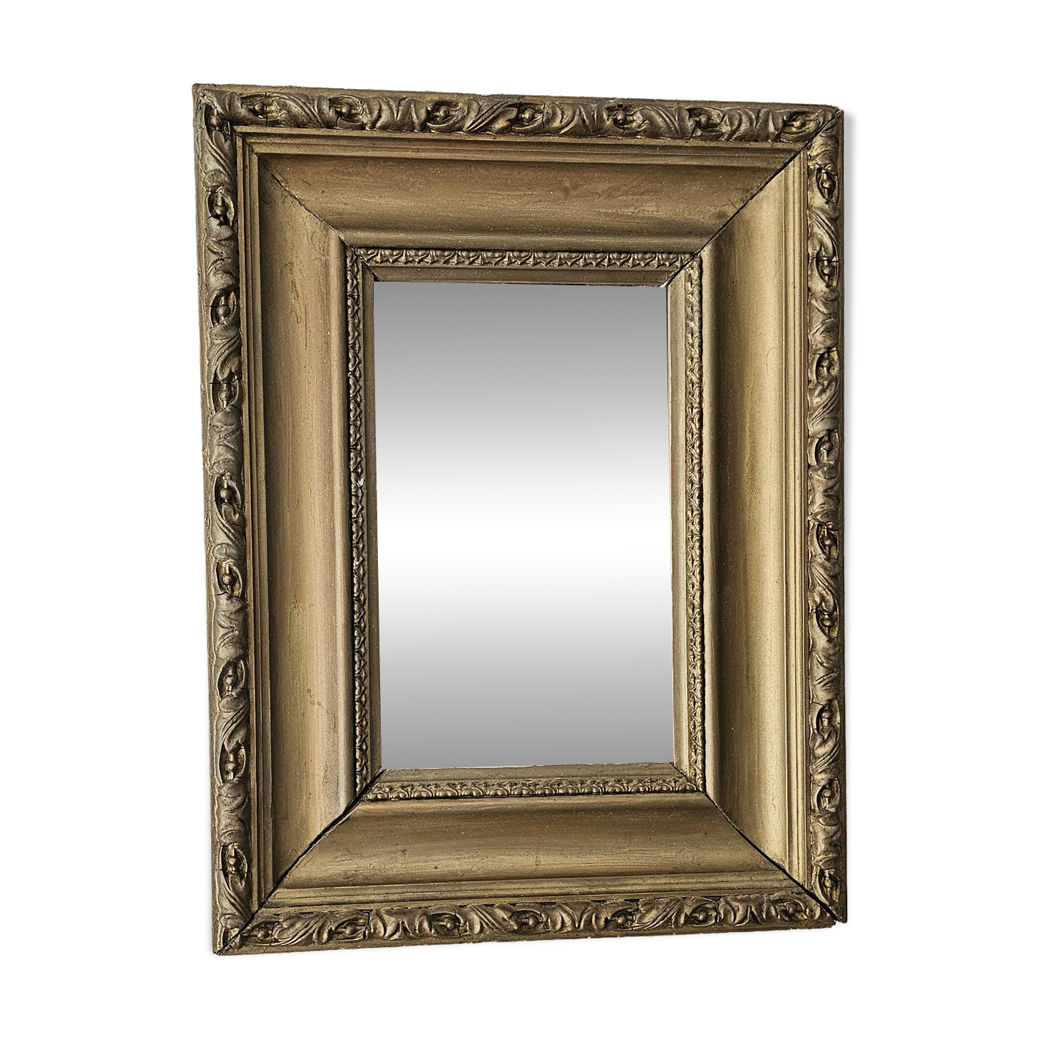 Antique Rectangular Mirror with a gilded wooden frame 35cm x 27cm