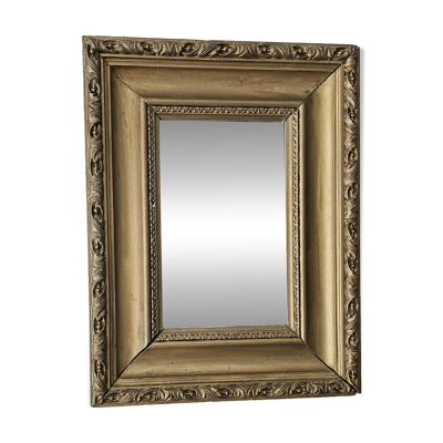 Ancien Miroir Rectangulaire cadre en bois doré 35cm x 27cm