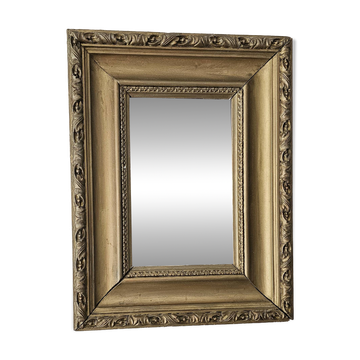 Ancien Miroir Rectangulaire cadre en bois doré 35cm x 27cm
