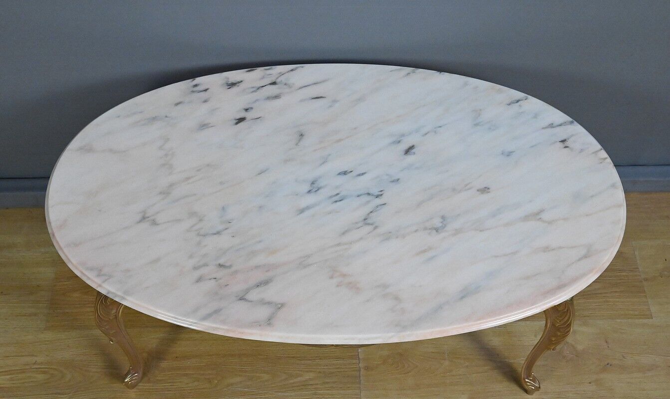 Marble and brass coffee table, Louis XV style – mid 20th century