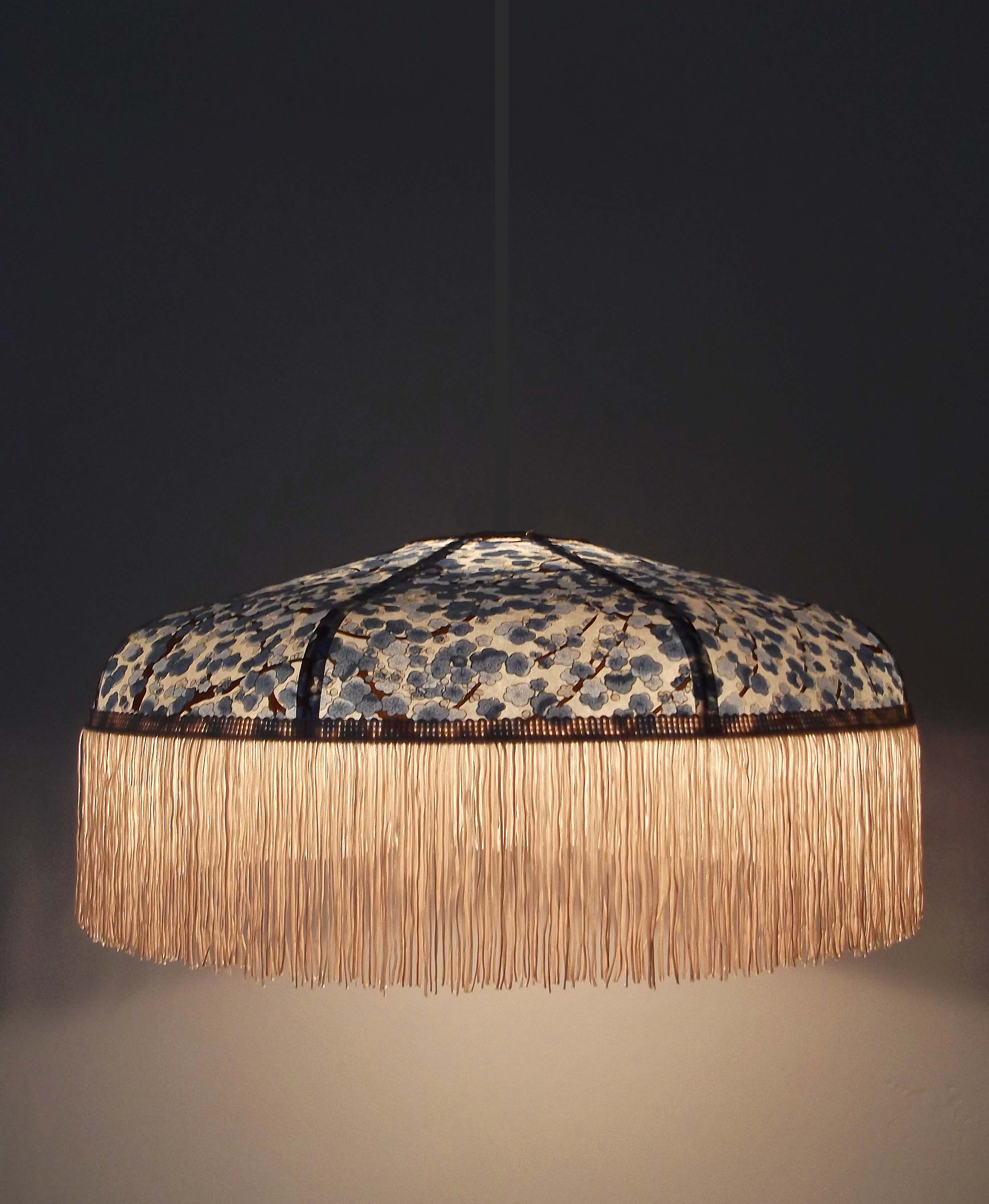 Japanese paper hanging lamp with fringe "Mona"