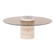 Coffee table in travertine and smoked glass, 1970s