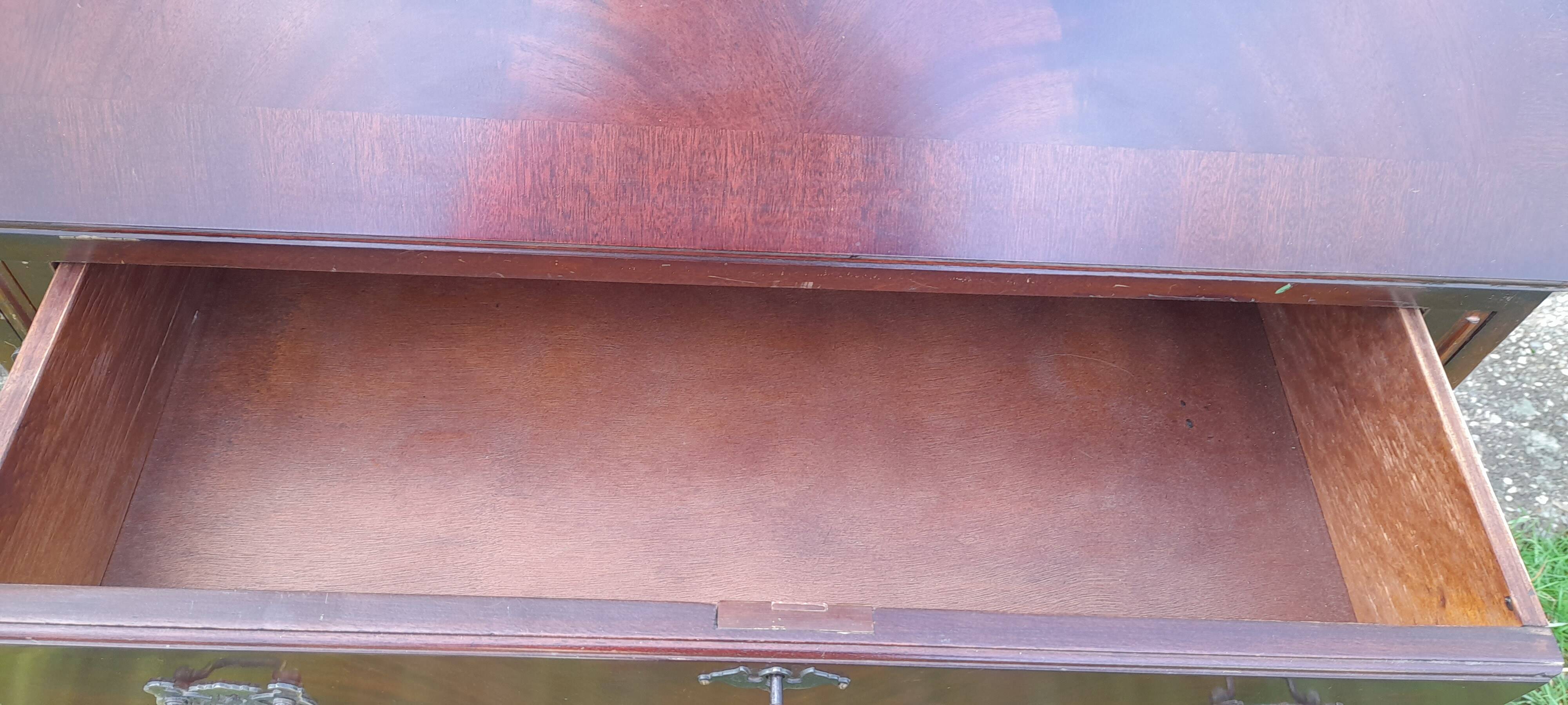 Mahogany-stained beech writing desk with keys H 106 cm