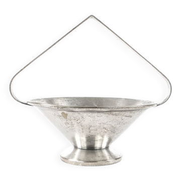 Art Deco sugar bowl, silver-plated brass, Poland, 1930s