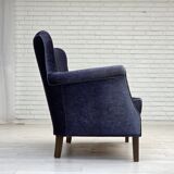 1960s, Danish 2-seater sofa, original blue furniture velour, beech wood.