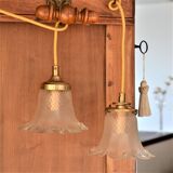 Duo of walkers in glass flowers and yellow cord