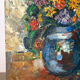 Still life, bouquet, oil with a knife on panel, signed.
