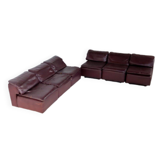 6-piece purple leather modular sofa 1970s