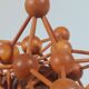 Vintage wooden atomic model, structural, Danish Scandinavian style, mid-century.