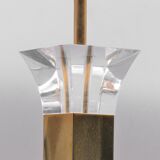 Plexiglass table lamp stand and brass