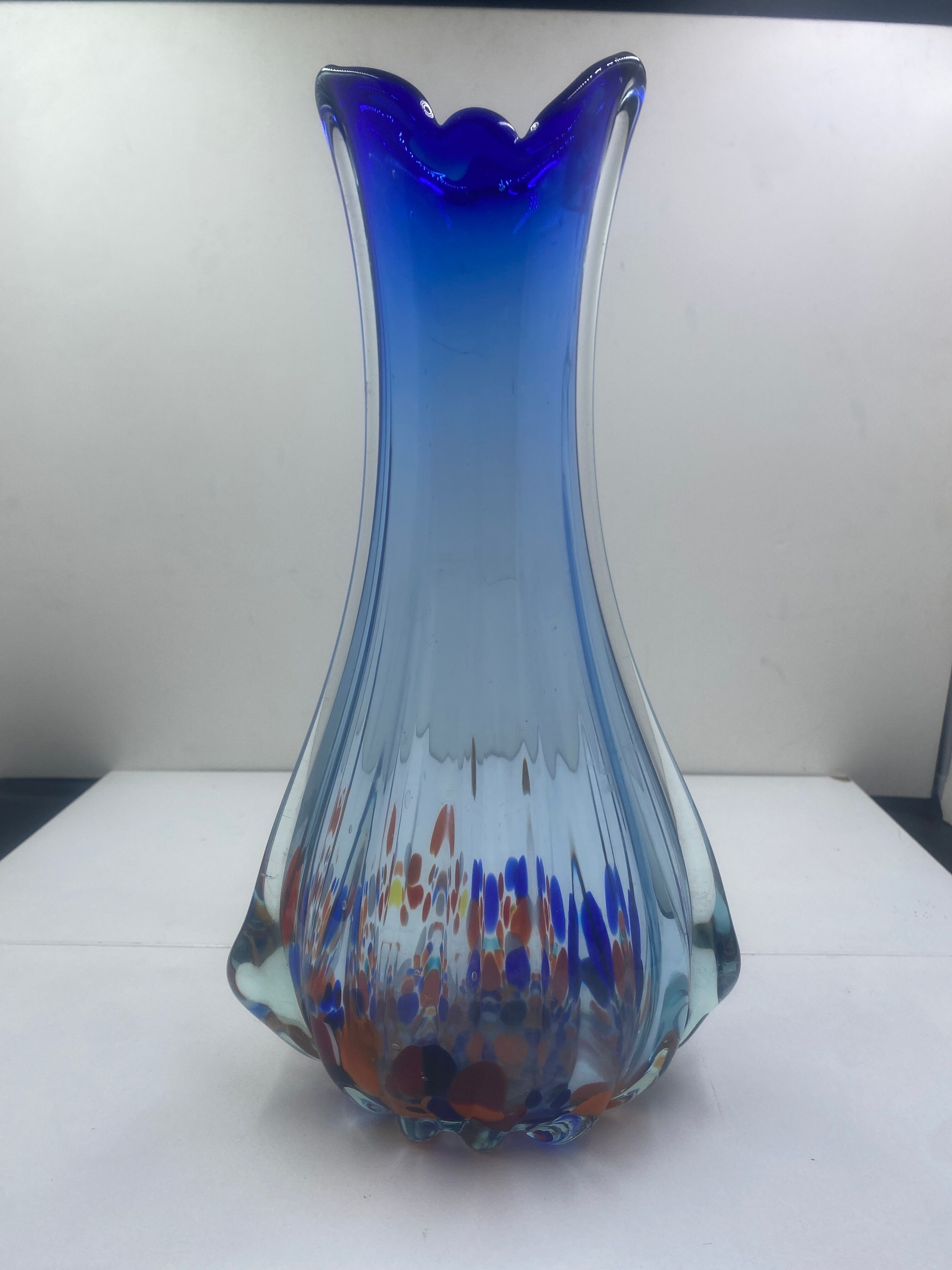 Blue glass vase