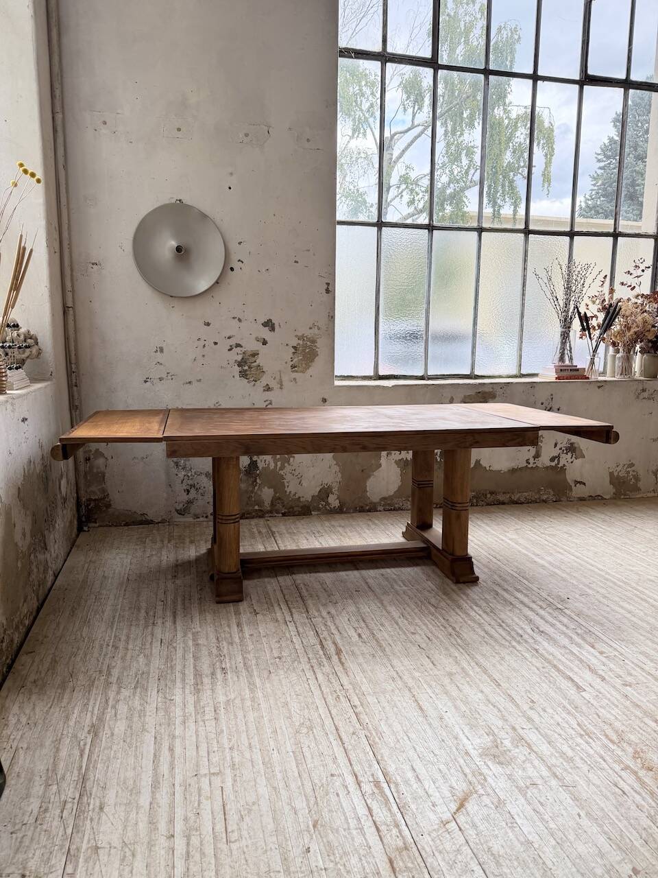 Table de repas chêne 1940 Dudouyt 240cm