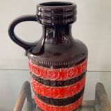 Handle vase, enamelled ceramic jar West Germany 60s-70s