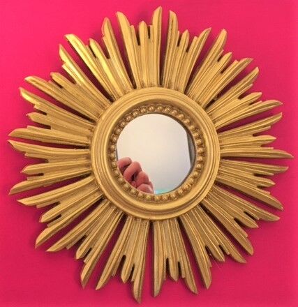 Miroir soleil bois doré  32 cm 1950