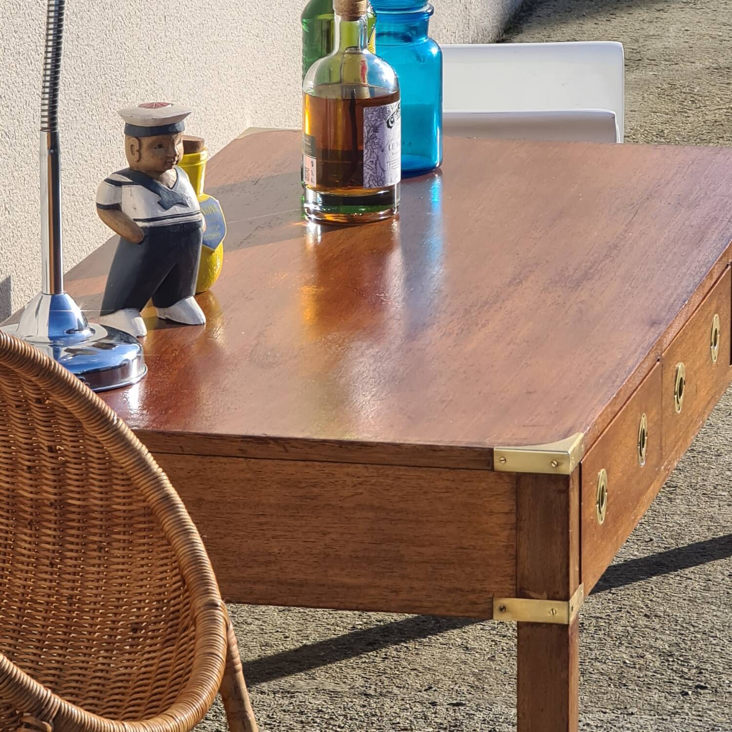 Table basse campagne militaire, marine, vintage