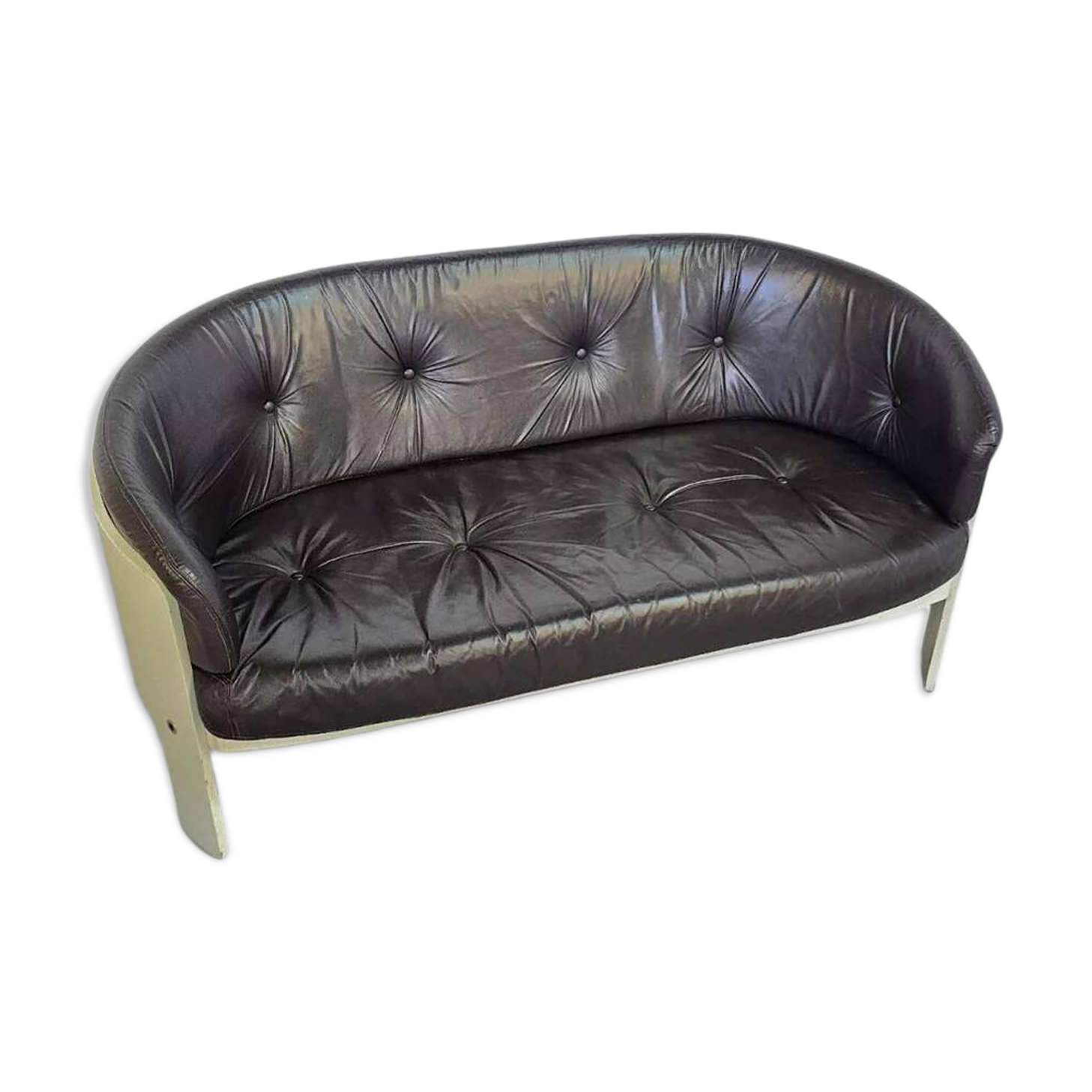 Bz49 sofa by Hans Ell for 't Spectrum / 1970 / dark brown leather