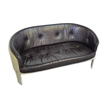 Bz49 sofa by Hans Ell for 't Spectrum / 1970 / dark brown leather